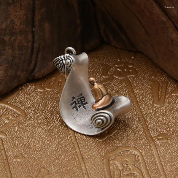 Pendientes colgantes de plata de ley S925, modelos tailandeses vintage para hombres y mujeres, estatuas de Buda, iluminación, accesorios Zen, colgante para hombre