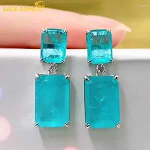 Boucles d'oreilles pendantes SACE GEMS 2023 Tendance 925 Sterling Silver Paraiba Tourmaline Gemstone Big Drop pour les femmes Cocktail Party Fine Jewelry