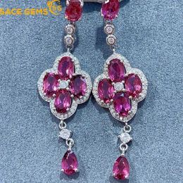 Boucles d'oreilles pendantes SACE GEMS pour femmes, en argent Sterling 925, 4 à 6MM, clous en grenat naturel, bijoux fins pour fête de mariage, cadeau