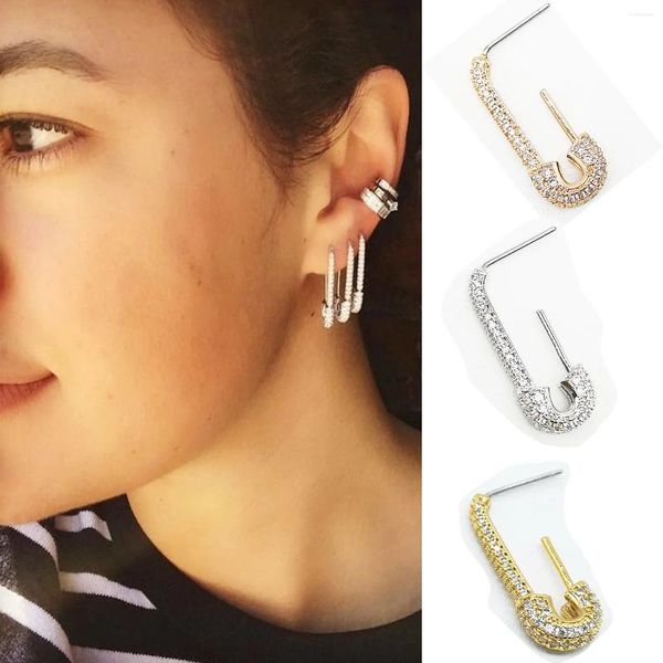 Boucles d'oreilles pendantes épingle de sûreté pour femmes cerceau plaqué or bijoux trombone