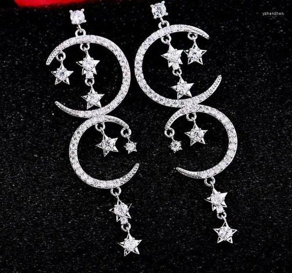 Pendientes colgantes de pendientes Europa Cristal de plumas de Austriia Fashion Creative CZ Woman Tassel Micro Jewelry