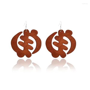 Boucles d'oreilles pendantes SANSHOOR 2023 ethnique grand rond en bois creux goutte africaine pendentif en copeaux de bois pour femmes dame filles