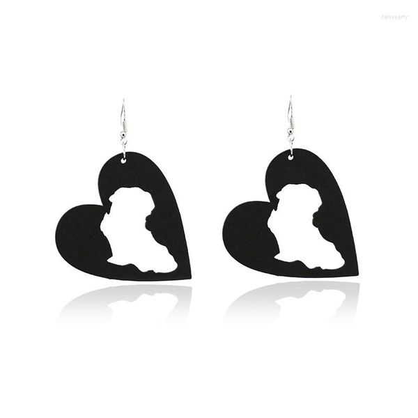 Pendientes colgantes SANSHOOR corazón negro madera gota étnico africano colgante de madera para mujer joyería