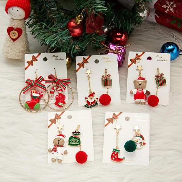 Boucles d'oreilles pendantes père noël bonhomme de neige, pendentif, décor de joyeux noël pour la maison, cadeau de noël, bijoux année 2024