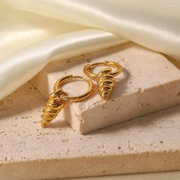 Boucles d'oreilles pendantes Sea Snail Conch Hoop pour les femmes en acier inoxydable Minimal Elegant Stainlless Jewelry