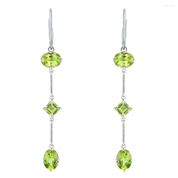 Boucles d'oreilles pendantes SEASKY mode bijoux faits à la main fille péridot naturel gemme 925 en argent Sterling goutte Fine