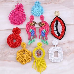 Boucles d'oreilles pendantes Sehuoran perles oiseaux frange boucle d'oreille pour femmes bijoux de mariage coloré cristal Animal pendentif Boho cadeaux