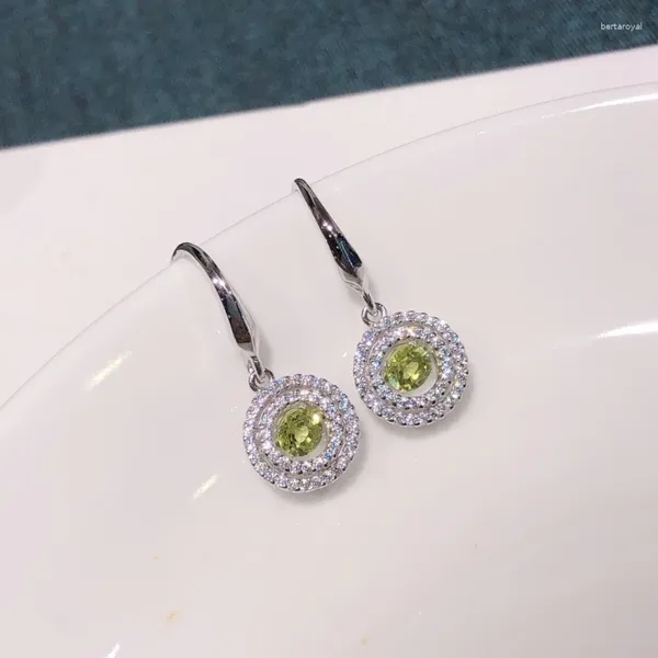 Boucles d'oreilles pendantes en argent Sterling 925 incrusté d'olivine, cadeau d'anniversaire pour femmes, luxe