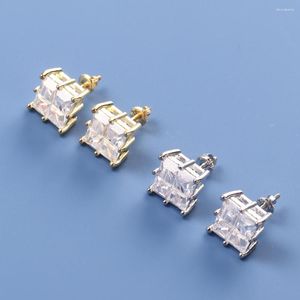 Boucles d'oreilles pendantes carrées incrustées de Zircon S925, aiguille en argent, résistante aux allergies, pierres précieuses simples et à la mode