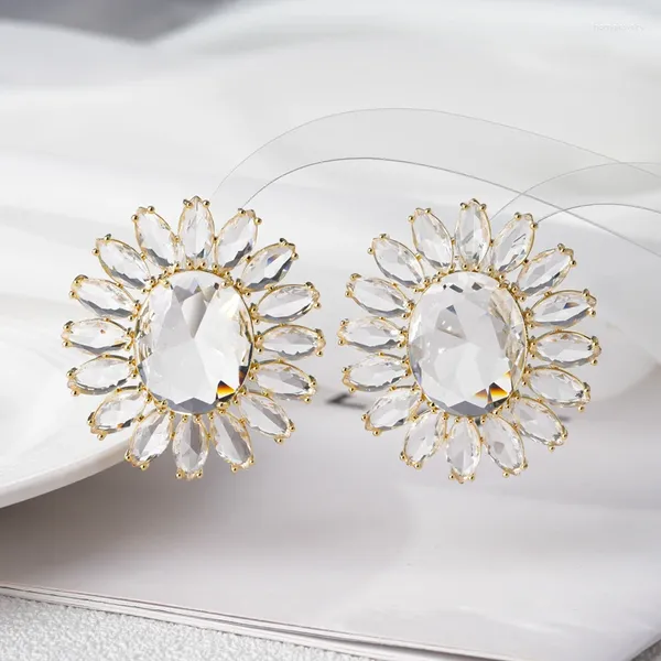 Boucles d'oreilles pendantes SENYU Design graines de tournesol grand goujon pavé forme d'oeuf zircon cubique Dubai femmes luxe CZ bijoux boucle d'oreille de mariée