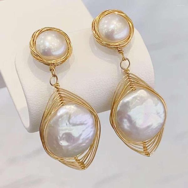 Pendientes colgantes SGARIT joyería fina 14K oro lleno perla natural de agua dulce joyería de moda gota para mujeres