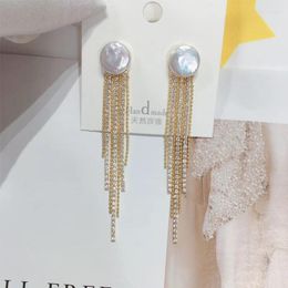 Boucles d'oreilles pendantes SHDIYAYUN perle d'eau douce naturelle plaqué or 14 carats luxe et délicatesse français pour femmes bijoux