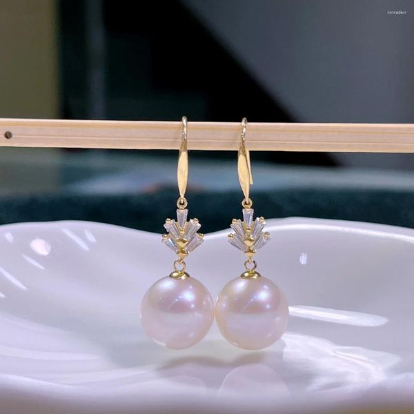 Boucles d'oreilles pendantes Shilovem 18k or jaune perles d'eau douce naturelles goutte bijoux fins femmes cadeau d'anniversaire à la mode Yze1111768zz