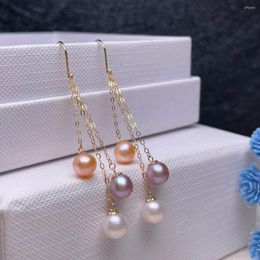 Boucles d'oreilles pendantes Shilovem 18k jaune perles d'eau douce naturelles goutte bijoux fins femmes cadeau de mariage à la mode Myme5-6221444zz