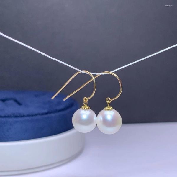Boucles d'oreilles pendantes Shilovem 18 carats jaune perles d'eau douce naturelles goutte bijoux fins femmes à la mode anniversaire cadeau de noël Myme8-8.5001zz