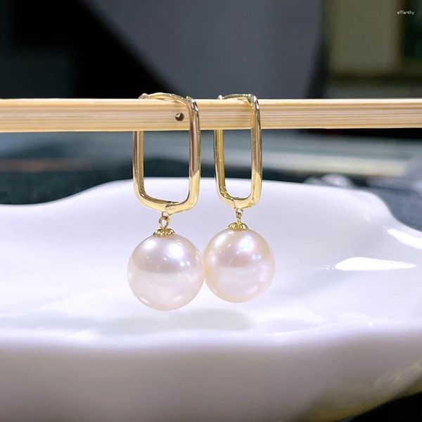 Boucles d'oreilles pendantes Shilovem 18k jaune perles d'eau douce naturelles goutte bijoux fins femmes à la mode cadeau de fête d'anniversaire Yze11119876zz