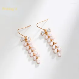 Boucles d'oreilles pendantes brillantes en U, oreilles frangées de blé, nœud papillon, bijoux à la mode pour femmes, cadeau