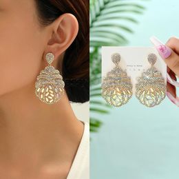 Bengelen oorbellen glanzende strass geometrisch big voor vrouwen zomer strand feest luxe ananas hangerse sieraden elegante accessoires