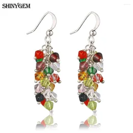 Boucles d'oreilles en pente Shinygem 4 mm en verre géométrique bijoux de cristal à mode une paire élégante forme de raisin artisanal