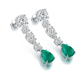 Dangle Oorbellen SHIZHONGBAO-sieraden NO.13 Laboratory Grown Diamond Green Eardrop