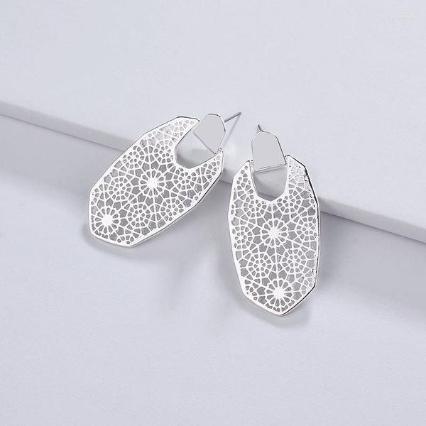 Boucles d'oreilles pendantes couleur argent filigrane ovale en forme de larme, bijoux de Collocation Oster pour femmes, mode