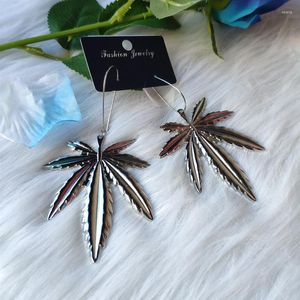 Boucles d'oreilles pendantes couleur argent feuille feuilles Nature bijoux mode innovant Long érable grand pendentif 2023 cadeau