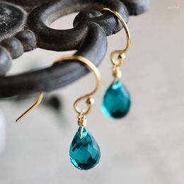 Pendientes colgantes con incrustaciones de plata y zafiro de pavo real, largos en forma de gota para mujer, joyería de compromiso de boda exquisita y elegante