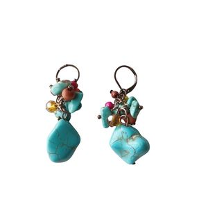 Bengelen oorbellen verzilverde ovale vorm vele kleuren turquoises steen voor vrouwen mode juweliermulticolor gillet kralen turquoise oorbellen