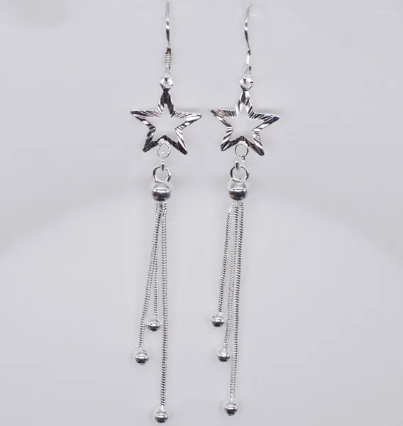 Boucles d'oreilles pendantes en argent, simples et belles, Long flux, tendance féminine, anneaux étoiles Pentagar créatifs, bijoux de fête, 2024