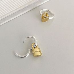 Boucles d'oreilles pendantes Silvology 925 argent Sterling serrure goutte pour les femmes deux couleurs brillant lettre créatif concepteur bijoux cadeau