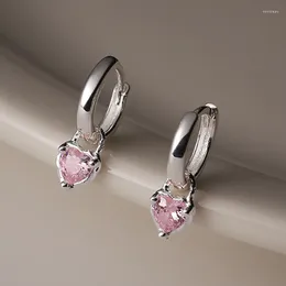 Dangle Oorbellen Silvology Echt 925 Sterling Zilver Roze Zirkoon Hart Drop Voor Vrouwen Chic Anti-allergie Kleine Minimalistische Sieraden