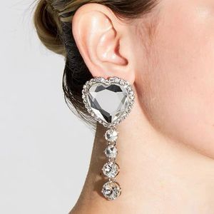 Boucles d'oreilles pendantes en strass pour femmes, Design Simple, goutte de cœur, bijoux, défilé de mode, accessoires pour oreilles de filles