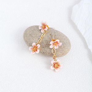Boucles d'oreilles pendantes simples et élégantes, fleur rose pour femmes, accessoires de bijoux romantiques, bon cadeau