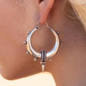 Bengelen oorbellen eenvoudige hiphop metalen ronde oorhoepels scherpe kegel antieke punk cool druppel etnische zigeuner trendy sieraden