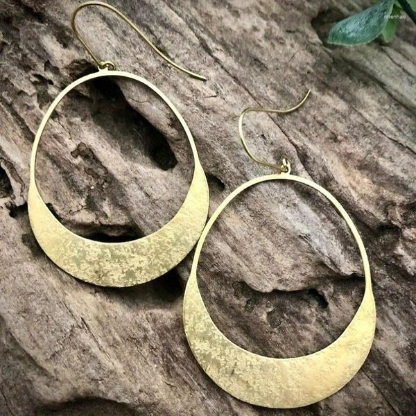 Pendientes colgantes Simples Hoop de color dorado de aro