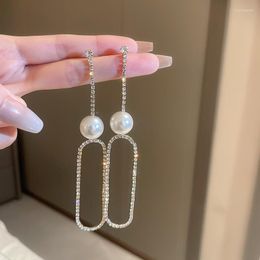 Bengelen oorbellen eenvoudige strass ovale lange druppel voor vrouwen feest bruiloft sieraden kristal groothandel