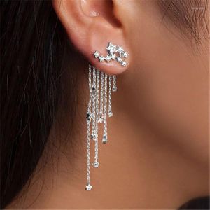 Bengelen oorbellen eenvoudige ster tassel drop voor vrouwen elegante bladeren bloem zirkoon lange draad hangers feest sieraden