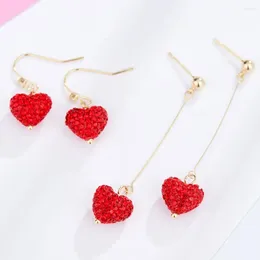 Boucles d'oreilles pendantes à pampilles simples pour femmes, grand bijoux à paillettes en forme de cœur, cadeau avec pendentif artificiel, jolies filles