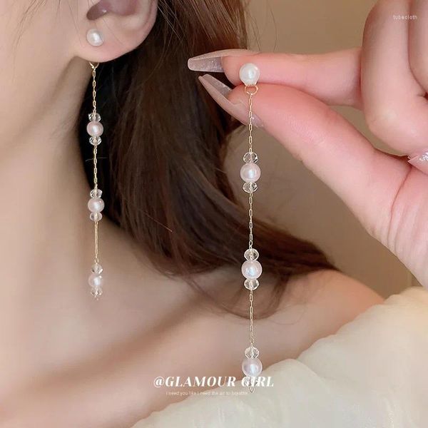 Boucles d'oreilles pendantes longues pour femmes, pendentif de mariage, mode coréenne, bijoux cadeau