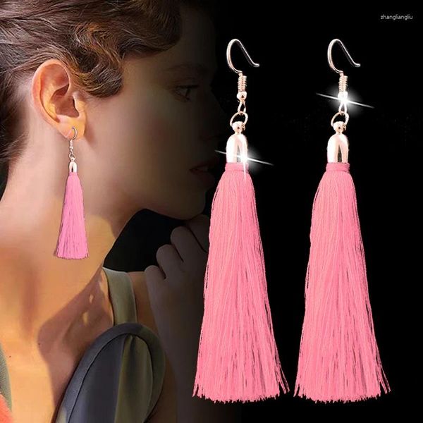 Pendientes colgantes SINLEERY Boho rojo azul rosa borlas de seda para mujeres accesorios Plage mujer pendientes de regalo joyería de moda ES100