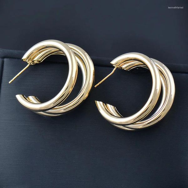 Boucles d'oreilles en peluche Sinleery Chic Big Hoop pour femmes Gold Silver Color Drop Bijoux ES553