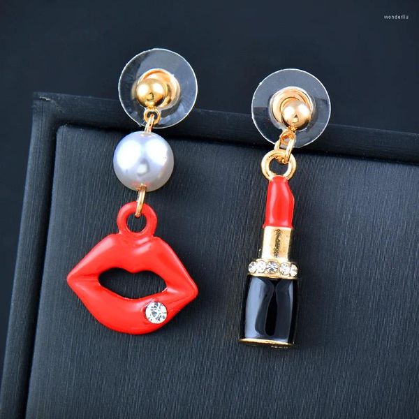 Boucles d'oreilles pendantes SINLEERY coloré émail noir robe rouge à lèvres goutte pour les femmes de mariage mode bijoux accessoires ES299