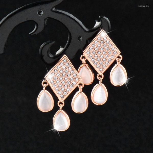 Boucles d'oreilles pendantes SINLEERY mode coréenne cristal larme opale pour femmes accessoires de mariage tendance ES426 SSB