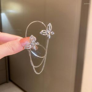 Bengelen oorbellen Sliver kleur vlinder clip glanzende strass mode zonder piercing oormanchet voor vrouwen meisjes sieraden geschenken