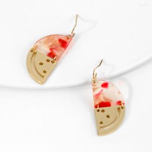 Pendientes colgantes pequeños, frescos, alternativos, geometría acrílica, Color sandía creativo, accesorios de joyería de moda coreana