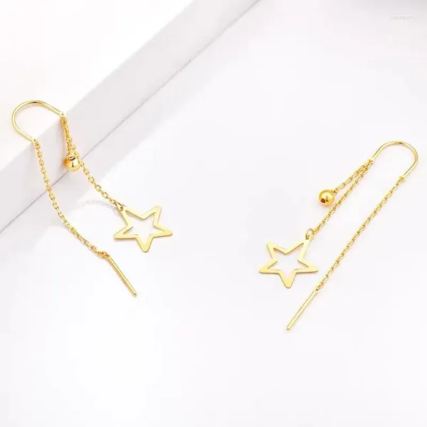 Boucles d'oreilles pendantes Smile18K or gland étoile perle Earline femmes longues pour la fête des mères 520 cadeaux à petite amie Boutique bijoux E0039