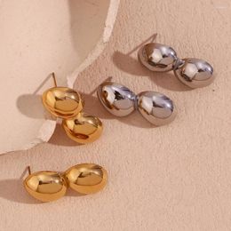 Boucles d'oreilles pendantes en forme de coquille d'arachide lisse, résistante à l'eau, sans ternissement, couleur argent, acier inoxydable 316L, cadeau, bijoux plaqués or 18 carats