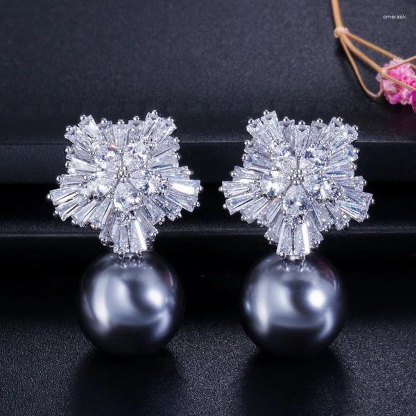 Boucles d'oreilles pendantes en Zircon 3a, perles de neige, paillettes, pour Banquet de mariage, fiançailles, fête d'anniversaire, cadeau de mariée pour femme