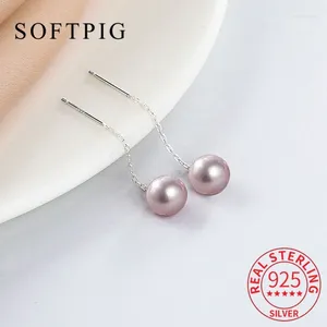 Boucles d'oreilles pendantes SOFTPIG réel 925 en argent Sterling chaîne de perles glands courts goutte pour les femmes fête de mariage classique bijoux fins