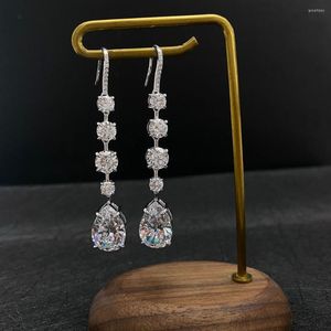 Dange oorbellen Soild 925 Sterling Silver 3ct Diamond Earring Sieraden feestje Wedding Drop voor vrouwen Bruidsbetrokkenheid Bijou Gift